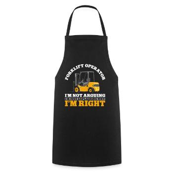 Certified Forklift Truck Operator - Cooking Apron - black - Front - AI Model Male 185 dark (185cm)