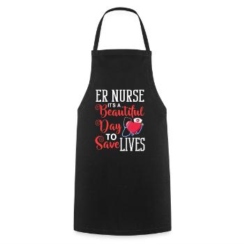 Emergency Department Emergency Nurse First Aid - Cooking Apron - black - Front - AI Model Male 185 dark (185cm)