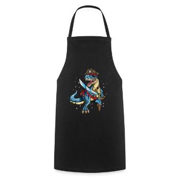 Pirate Dino T-Rex Pirate Outfit Eye Patch Sabre - Tablier de cuisine - noir - Devant - AI Model Male 185 dark (185cm)