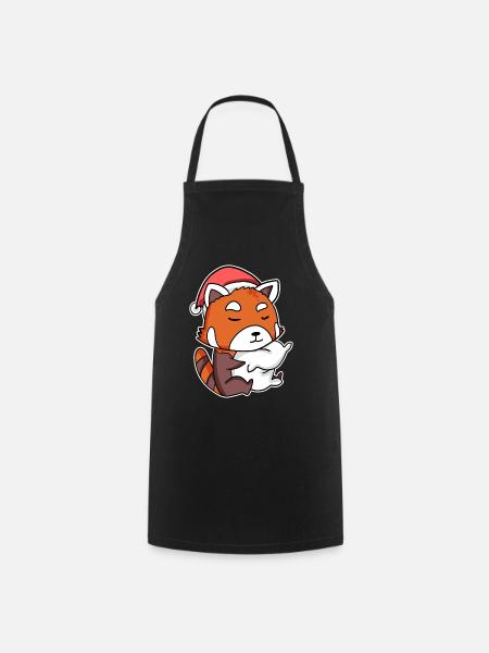 Panda roux Noël Sommeil Sommeil - Tablier de cuisine - noir