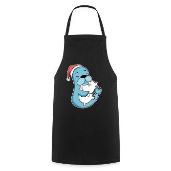 Lion de mer Noël Sommeil Sommeil Sommeil - Tablier de cuisine - noir - Devant - AI Model Male 185 dark (185cm)