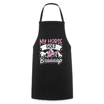 Mon cheval passe aux motoneiges Braaaap - Tablier de cuisine - noir - Devant - AI Model Male 185 dark (185cm)