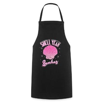 Shell Yeah Beaches Funny Summer - Cooking Apron - black - Front - AI Model Male 185 dark (185cm)