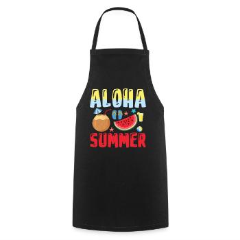 Aloha Summer - Vacances d’été - Tablier de cuisine - noir - Devant - AI Model Male 185 dark (185cm)