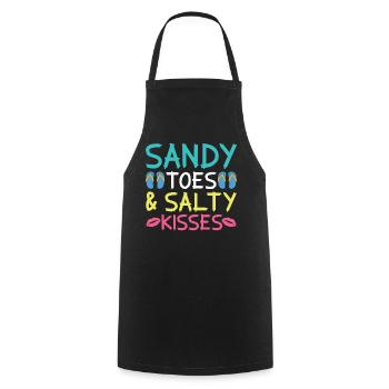 Sandy Toes Salty Kisses - Fun Beach Day - Cooking Apron - black - Front - AI Model Male 185 dark (185cm)