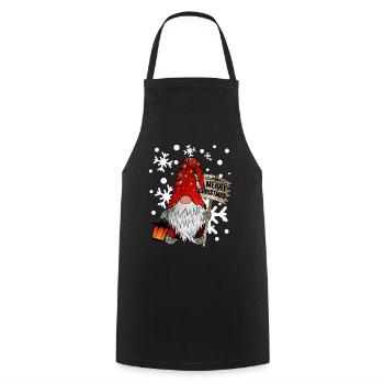 Weihnachts Zwerg Christmas Gnome mit Schneeflocken - Kochschürze - Schwarz - Vorne - AI Model Male 185 dark (185cm)