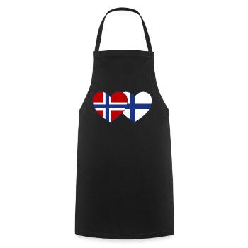 Norvège Finlande Flag Coeur - Tablier de cuisine - noir - Devant - AI Model Male 185 dark (185cm)