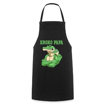 Kroko Papa Krokodil Vater und Baby Papa Vatertag - Kochschürze - Schwarz - Vorne - AI Model Male 185 dark (185cm)