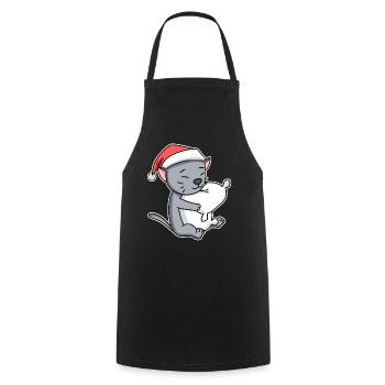 Korat Cat Chat Noël Sommeil Fatigué - Tablier de cuisine - noir - Devant - AI Model Male 185 dark (185cm)
