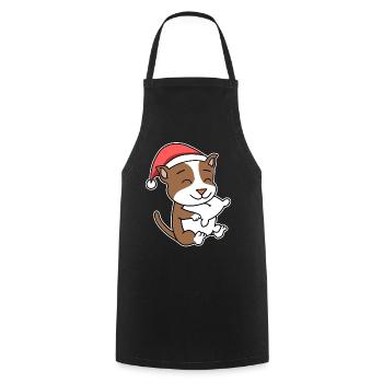Staffordshire Bull Terrier Chien Noël Sommeil - Tablier de cuisine - noir - Devant - AI Model Male 185 dark (185cm)