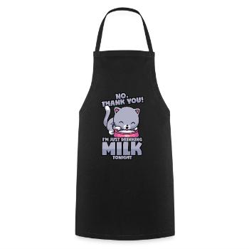 Katze: Nur Milch, Keinen Alkohol! - Kochschürze - Schwarz - Vorne - AI Model Male 185 dark (185cm)