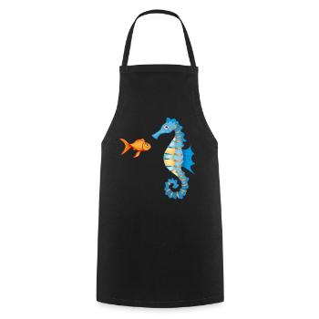 cute comic goldfish and seahorses - Cooking Apron - black - Front - AI Model Male 185 dark (185cm)