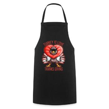 Comic Turkey Is Love Heart Thanks Giving - Cooking Apron - black - Front - AI Model Male 185 dark (185cm)