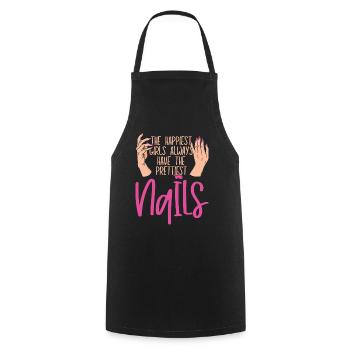 Les filles les plus heureuses ont les plus jolies - Tablier de cuisine - noir - Devant - AI Model Male 185 dark (185cm)