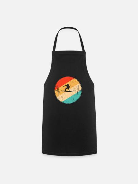 Surfing Retro Heartbeat - Cooking Apron - black