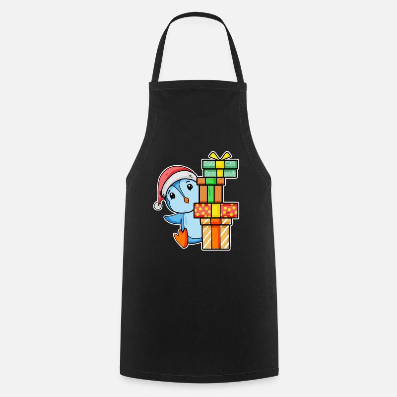 Pingouin de Noël avec cadeaux - Tablier de cuisine - noir