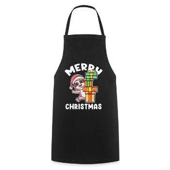 Merry Christmas Sloth - Cooking Apron - black - Front - AI Model Male 185 dark (185cm)