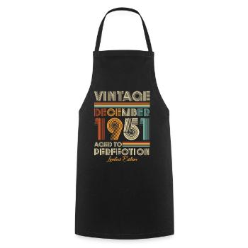 Vintage Aged To Perfection December 1951 - Cooking Apron - black - Front - AI Model Male 185 dark (185cm)