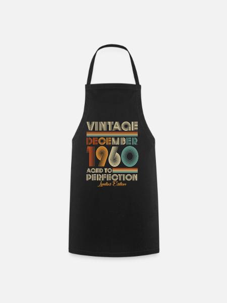 Vintage Aged To Perfection December 1960 - Cooking Apron - black