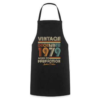 Vintage Aged To Perfection December 1979 - Cooking Apron - black - Front - AI Model Male 185 dark (185cm)
