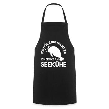 Meerkuh Seekuh - Kochschürze - Schwarz - Vorne - AI Model Male 185 dark (185cm)