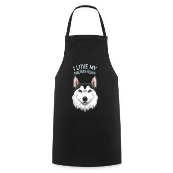 Dog Lover - I Love My Siberian Husky - Cooking Apron - black - Front - AI Model Male 185 dark (185cm)