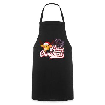 Lettrage de renne de Noël festif - Tablier de cuisine - noir - Devant - AI Model Male 185 dark (185cm)