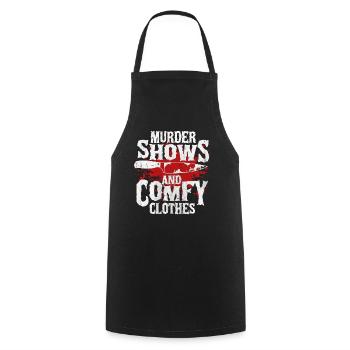 Murder Shows and Comfy Clothes - Cooking Apron - black - Front - AI Model Male 185 dark (185cm)