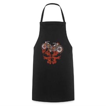 Motorcycle Grim Skull Biker Flame - Cooking Apron - black - Front - AI Model Male 185 dark (185cm)