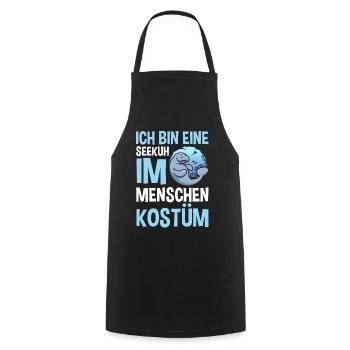 Meerkuh Seekuh - Kochschürze - Schwarz - Vorne - AI Model Male 185 dark (185cm)