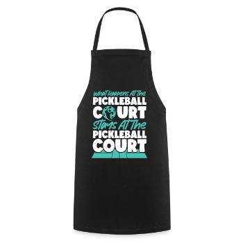 Pickleball What Happens At The - Cooking Apron - black - Front - AI Model Male 185 dark (185cm)