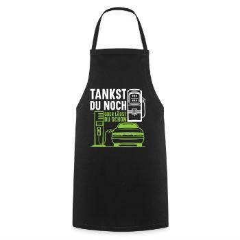 E-Auto Tankstelle Elektro Auto Ladestation - Elekt - Kochschürze - Schwarz - Vorne - AI Model Male 185 dark (185cm)