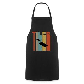 Conception de truelle de carreaux rétro - Tablier de cuisine - noir - Devant - AI Model Male 185 dark (185cm)