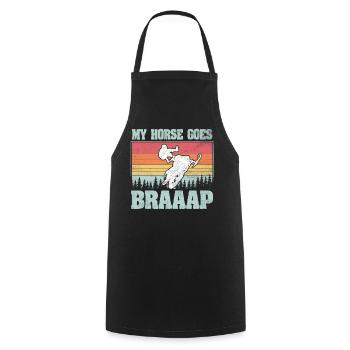 Mon cheval passe aux motoneiges Braaaap - Tablier de cuisine - noir - Devant - AI Model Male 185 dark (185cm)