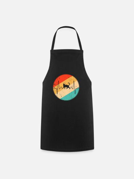 Katze Retro Herzschlag - Kochschürze - Schwarz