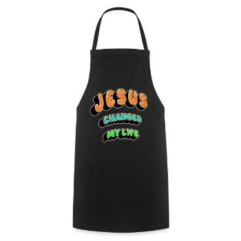 Jesus changed my life - Cooking Apron - black - Front - AI Model Male 185 dark (185cm)