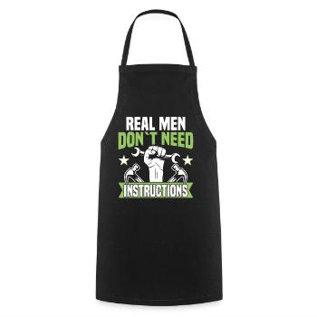 Real men don't need guidance - DIY enthusiasts - Cooking Apron - black - Front - AI Model Male 185 dark (185cm)