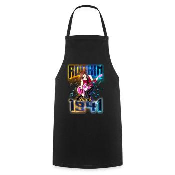 Rockin Since 1941 Rock Music Fan 81st Birthday - Cooking Apron - black - Front - AI Model Male 185 dark (185cm)