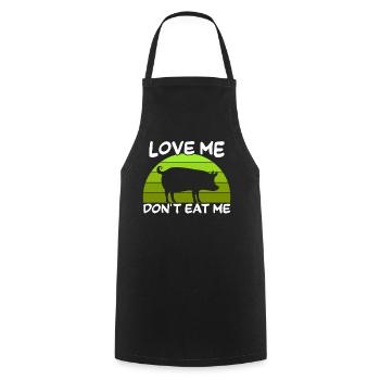 Aimez-moi ne me mangez pas - dicton végétalien - Tablier de cuisine - noir - Devant - AI Model Male 185 dark (185cm)