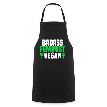 Badass Feminist Vegan - Aktivistin Für Veganismus - Kochschürze - Schwarz - Vorne - AI Model Male 185 dark (185cm)