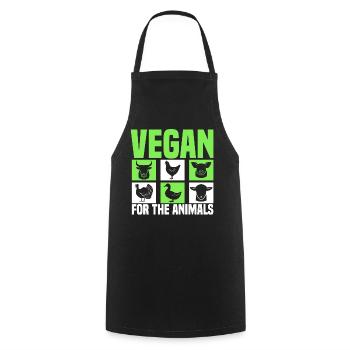 Vegans for animals - veganism - Cooking Apron - black - Front - AI Model Male 185 dark (185cm)