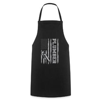 Plumber USA - Cooking Apron - black - Front - AI Model Male 185 dark (185cm)