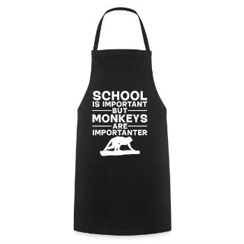 Singe - L’école est importante mais les singes sont importants - Tablier de cuisine - noir - Devant - AI Model Male 185 dark (185cm)