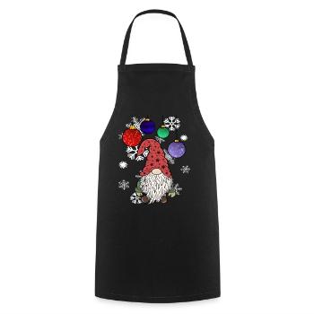 Gnome Weihnachts Wichtel mit Schneeflocken - Kochschürze - Schwarz - Vorne - AI Model Male 185 dark (185cm)