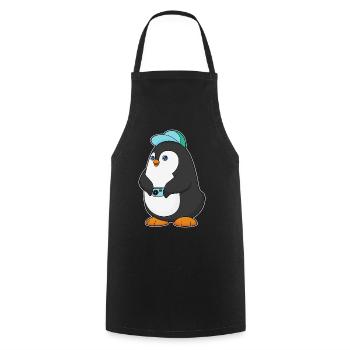 Photographe Penguin Appareil photo - Tablier de cuisine - noir - Devant - AI Model Male 185 dark (185cm)