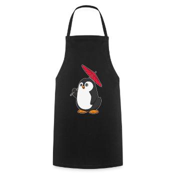 Pinguin Regenschirm - Kochschürze - Schwarz - Vorne - AI Model Male 185 dark (185cm)