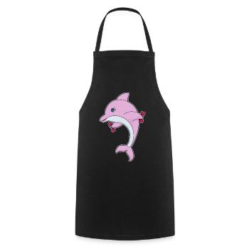 Dolphin Bodybuilder Dumbbells Bodybuilding - Cooking Apron - black - Front - AI Model Male 185 dark (185cm)