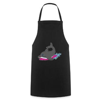Dolphin Surfing Surfboard Summer - Cooking Apron - black - Front - AI Model Male 185 dark (185cm)