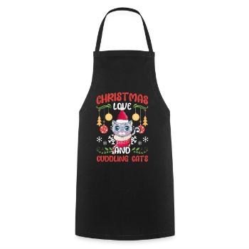 Cat Cuddle Animal Love Christmas, Love Cats - Cooking Apron - black - Front - AI Model Male 185 dark (185cm)