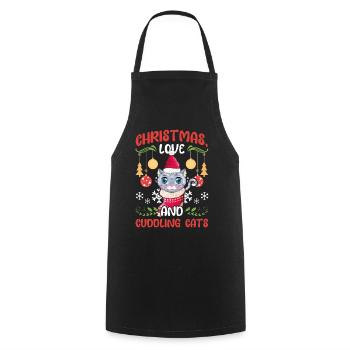 Cat Cuddle Animal Love Christmas, Love Cats - Cooking Apron - black - Front - AI Model Male 185 dark (185cm)